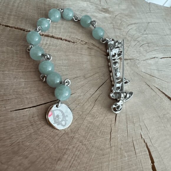 Christian Dior Jeweled Brooch Vintage Light Green Stone - Picture 5 of 5